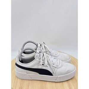 Womens PUMA Carina Canvas Leisure Board Shoes White/Black 368669-01 Sz 8.5